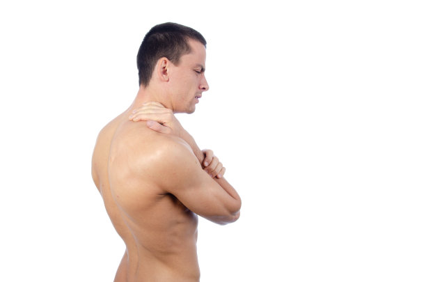 年轻有魅力的运动男。白色背景。图片下载