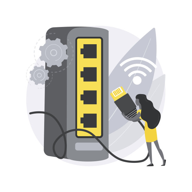 以太网连接抽象概念矢量图。图片下载