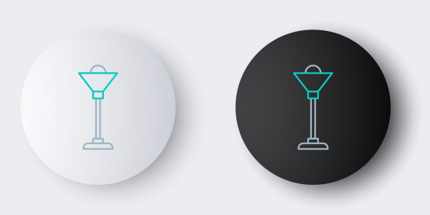 线落地灯图标孤立在灰色背景。色彩斑斓的轮廓的概念。向量图片下载