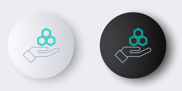 线蜂窝和手图标孤立在灰色图片下载