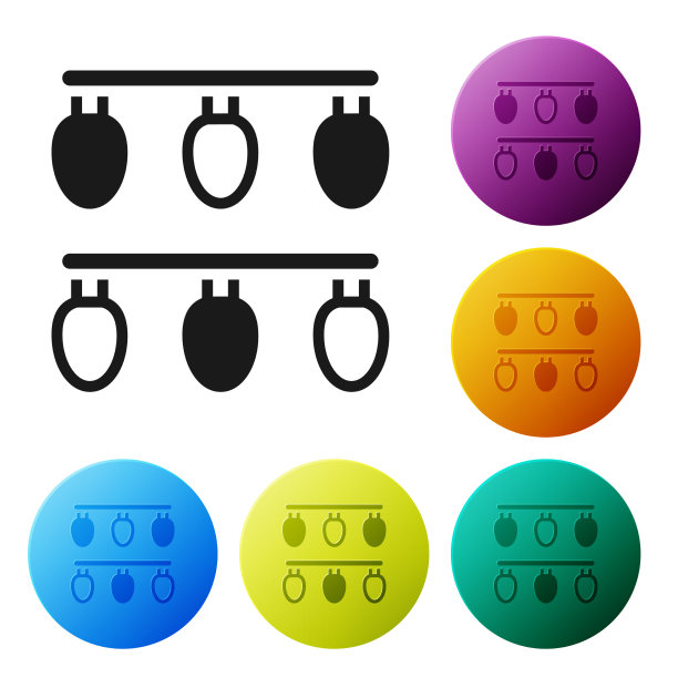 黑色圣诞灯图标孤立在白色图片下载