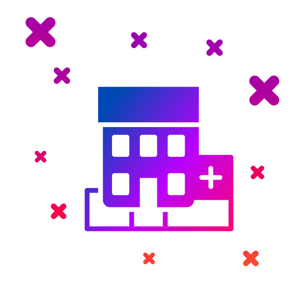 彩色医院大楼与十字图标图片下载