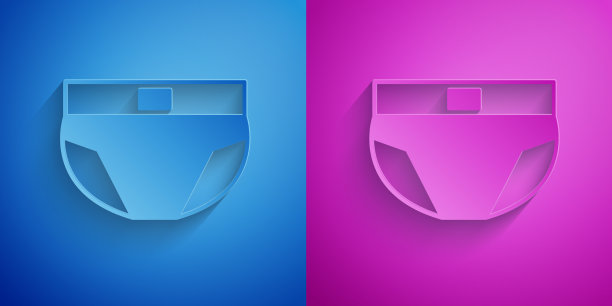 剪纸男人内裤图标孤立在蓝色和图片下载