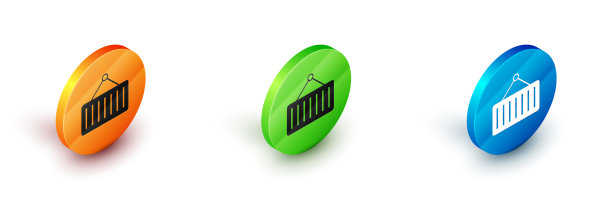 集装箱在起重机图标上隔离图片下载