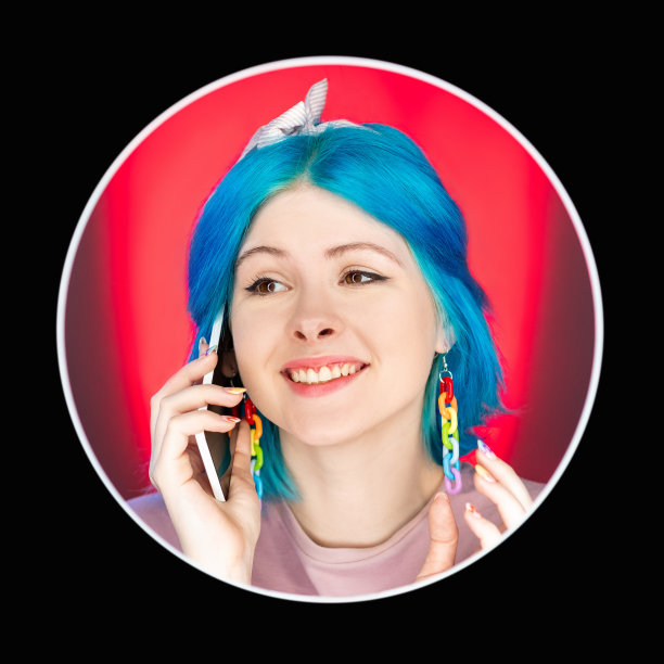 快乐电话呼叫移动科技女人脸图标图片下载