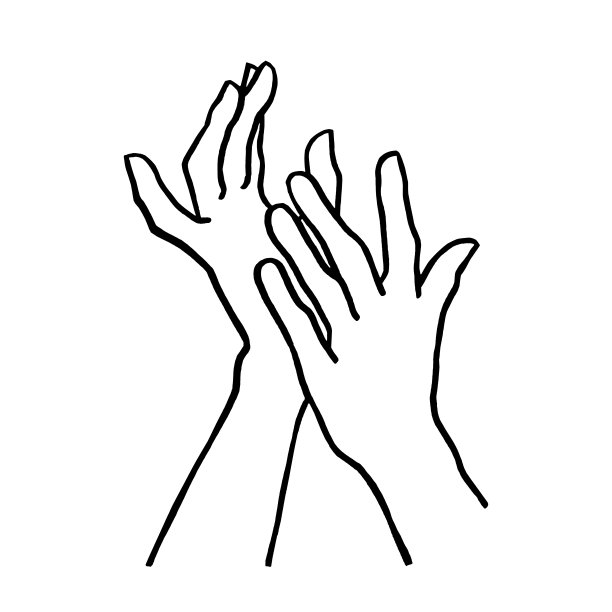 黑线艺术两只手孤立在白色的背景。冥想放松创意手绘元素卡片，庆祝，禅宗，瑜伽，婚礼，贴纸，写生簿，彩色书，艺术家，壁纸图片下载