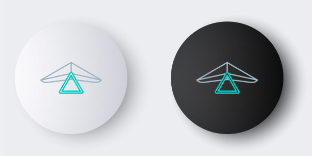 线悬挂滑翔机图标孤立在灰色背景。极限运动。色彩斑斓的轮廓的概念。向量图片下载