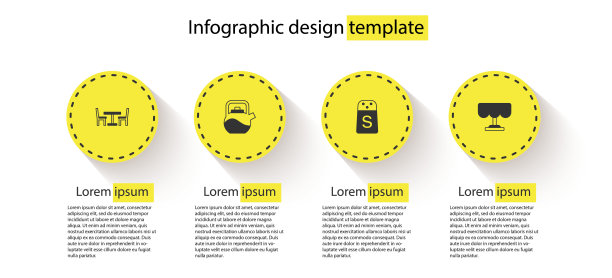 木桌和椅子，水壶柄，盐和。业务信息模板。向量图片下载