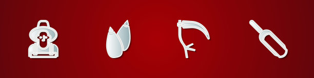 在帽子，种子，镰刀和铲子面粉图标中设置农民。向量图片下载