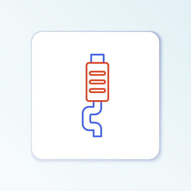 线汽车消声器图标孤立在白色背景。排气管道。色彩斑斓的轮廓的概念。向量图片下载