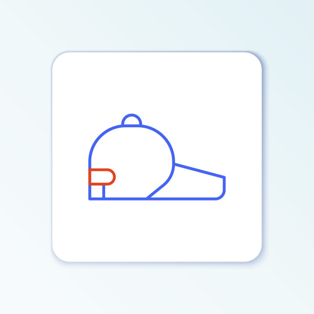 线棒球帽图标孤立的白色背景。运动设备。体育制服。色彩斑斓的轮廓的概念。向量图片下载