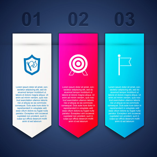 设置盾与旗帜，目标和旗帜。业务信息模板。向量图片下载