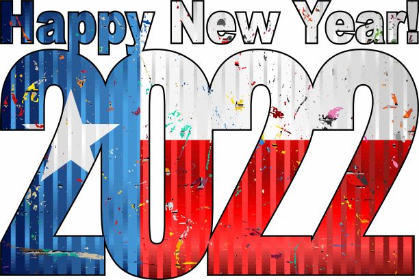 2022年新年快乐，里面有德州旗图片下载