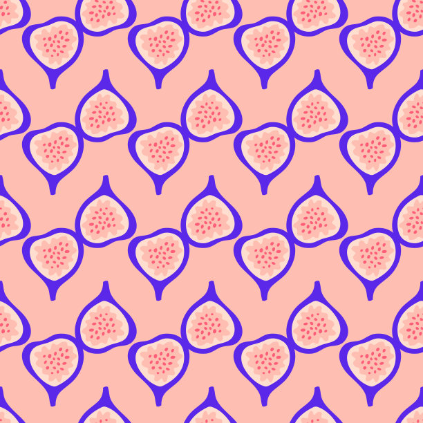 抽象水果图案与无花果和叶子。矢量插图在手画风格。图片下载