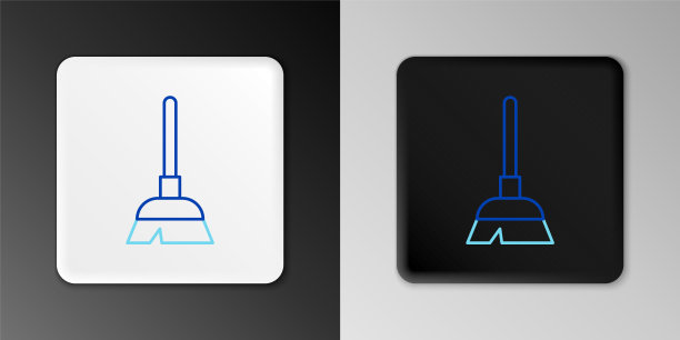 线柄扫帚图标孤立的灰色背景。清洁服务理念。色彩斑斓的轮廓的概念。向量图片下载