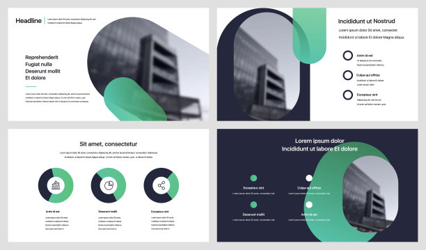 一组矢量幻灯片。图片下载