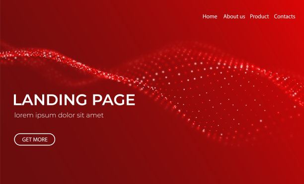 摘要登陆页背景与红色颗粒。流波与点景。数字数据结构。未来的网格或声音网格。可视化模式点。技术的矢量插图。图片下载