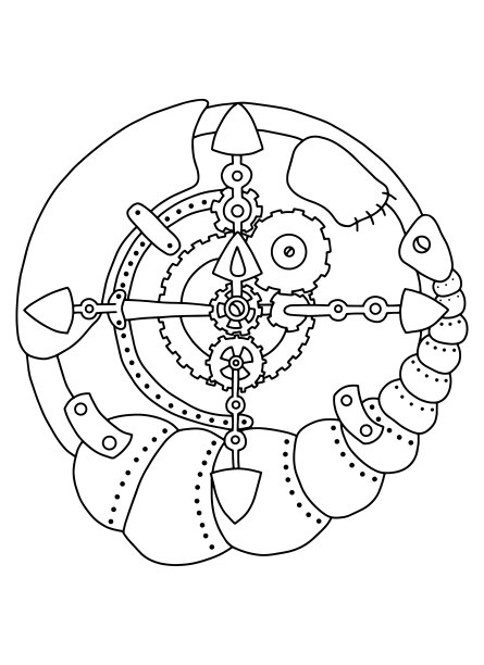 白色背景下的蒸汽朋克黑白罗盘。图片下载