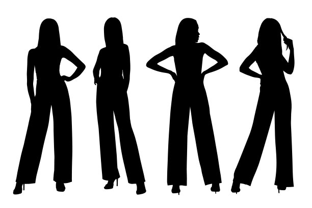 一个穿宽裤子的女人的剪影图片下载