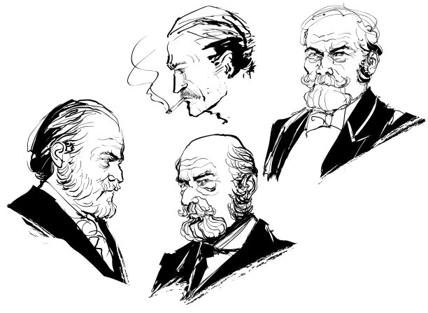 一组十九世纪风格的完全虚构的肖像画图片下载