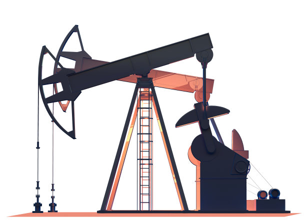 两个井架三维渲染。油泵。石油工业设备上隔离白色图片下载