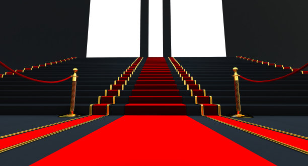 楼梯上的红地毯，3D渲染，通向荣耀的道路，通向荣耀的阶梯图片下载