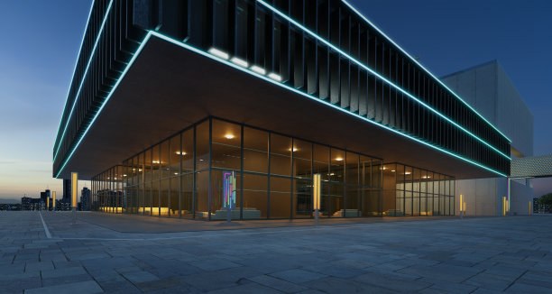 城市街道上有办公大楼和现代建筑图片下载