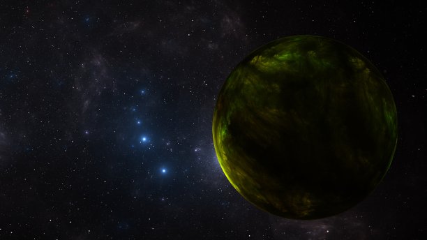 太空中的奇异行星，太空景观中的恒星和星系背景上的奇异行星图片下载