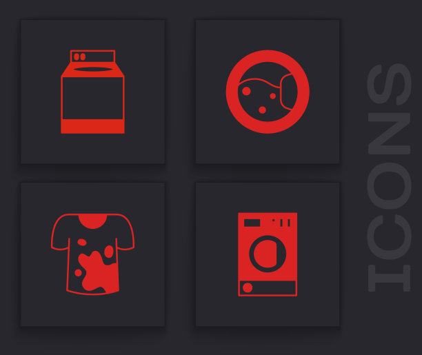 设置洗衣机和脏t恤图标图片下载