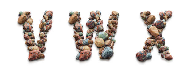 3d字母，石头的大写字母，白色背景上的3d渲染，VWX图片下载