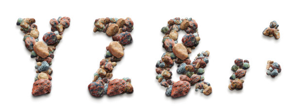 3d字母，石头的大写字母，白色背景上的3d渲染，YZ&图片下载