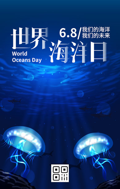 创意简约清晰世界海洋日手机海报图片下载