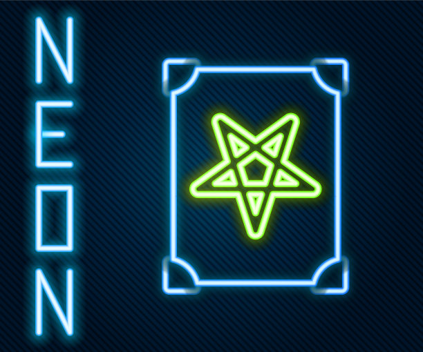 发光的霓虹线古书魔法与炼金术图片下载