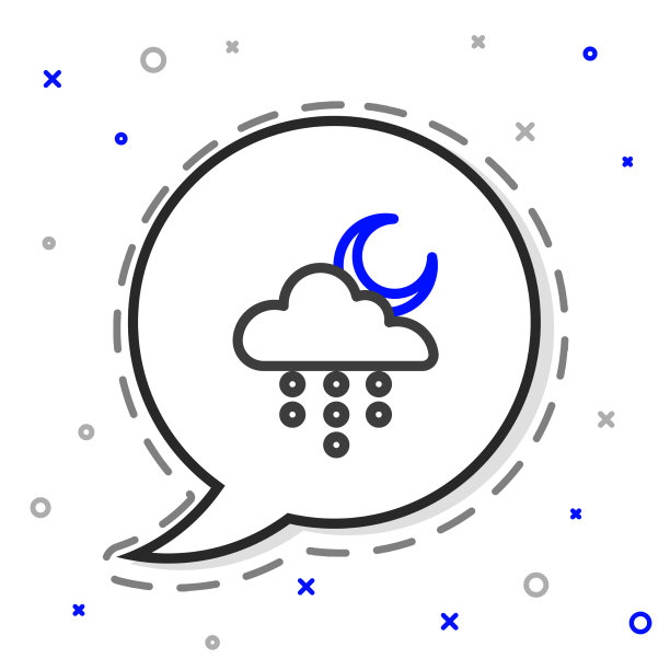线云与雨和月亮图标孤立图片下载