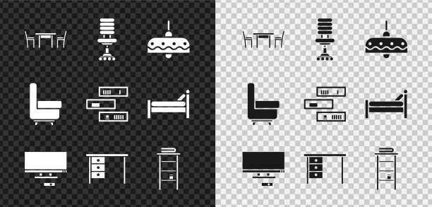 设置木桌与椅子办公室吊灯图片下载
