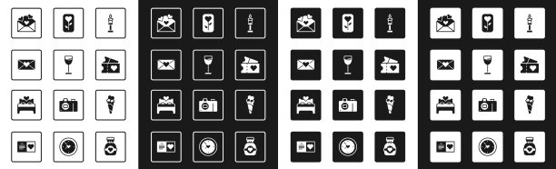 设置燃烧的蜡烛葡萄酒玻璃信封图片下载