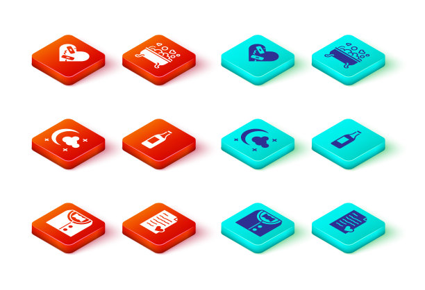 套装信封与情人节的心和月亮图片下载