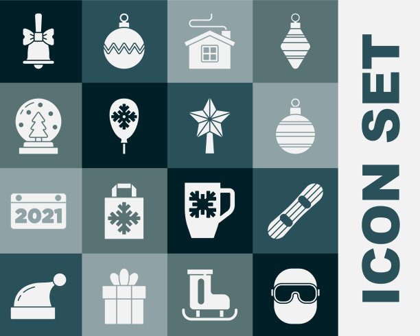 设置滑雪护目镜滑雪板圣诞球快乐图片下载