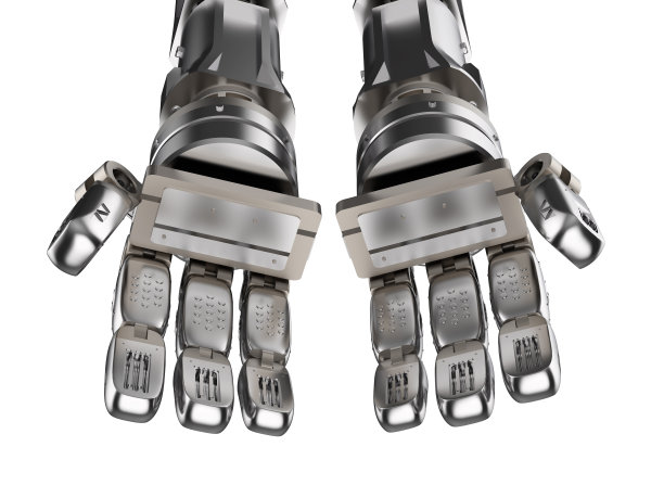 半机械人的手张开或伸出图片下载