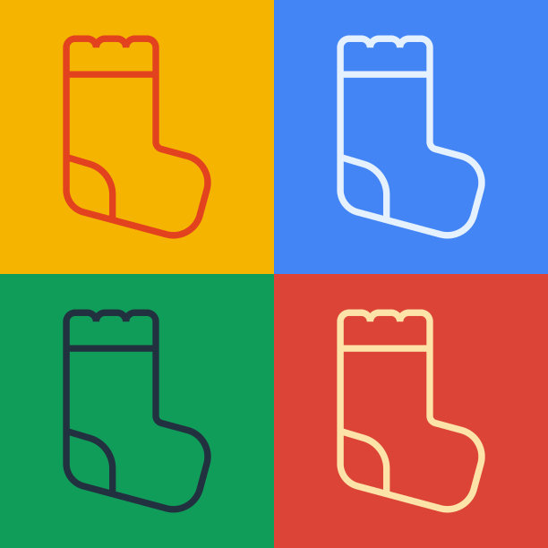 波普艺术线婴儿袜子衣服图标孤立图片下载