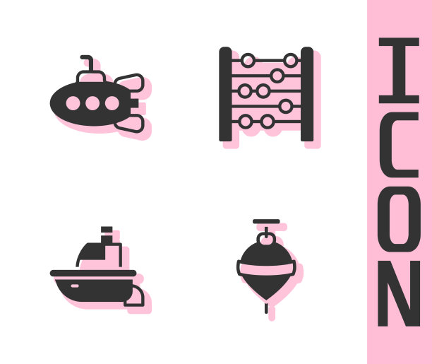 设置旋转玩具潜艇、玩具船和算盘图片下载