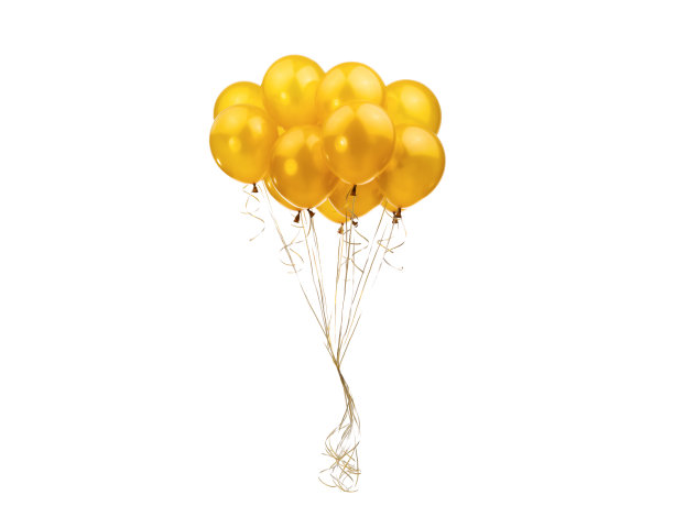 金色的气球孤立在白色的背景图片下载