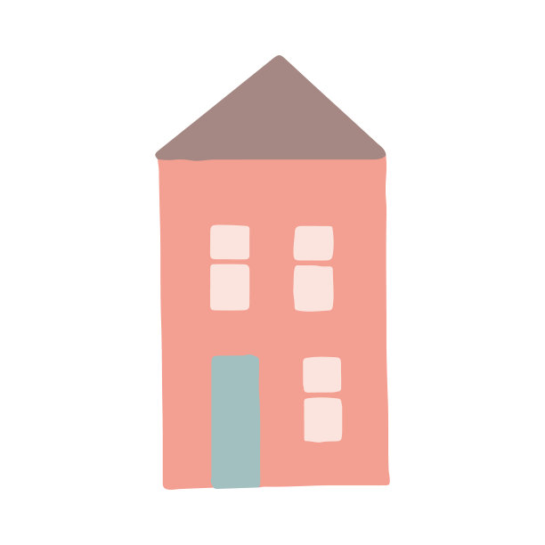 屋手绘涂鸦，矢量。装饰,图标。斯堪的那维亚。极简主义。贴纸、海报、名片。建筑。图片下载