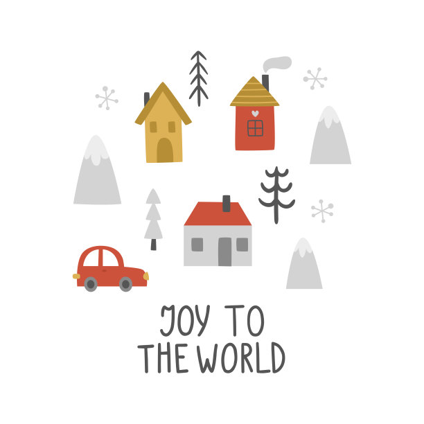 房屋，树木和文本的矢量图像图片下载