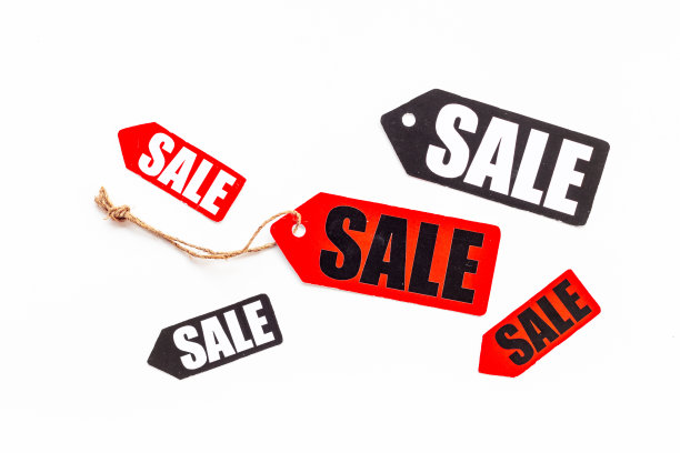 折扣购物日销售或价格标签标签顶部视图图片下载