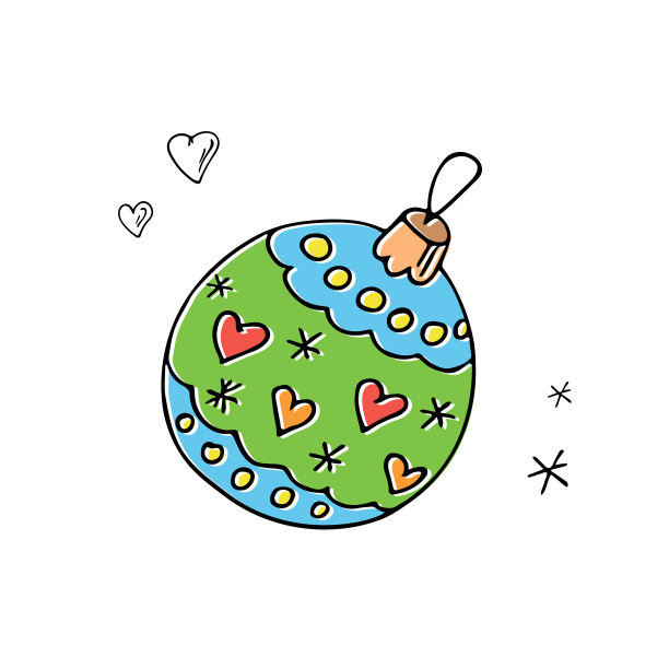 涂鸦圣诞球，手绘彩饰，新年玩具，喜庆元素。用于节日卡片，海报，横幅，日历，打印。轮廓图图片图片下载