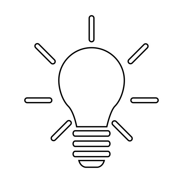 白炽灯图标。发出光线的灯的轮廓。一个想法的象征。图片下载