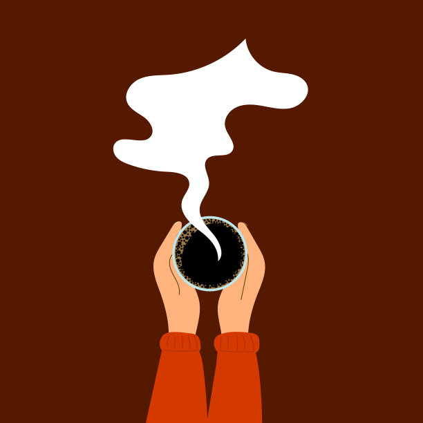 手握一杯咖啡手绘图片下载