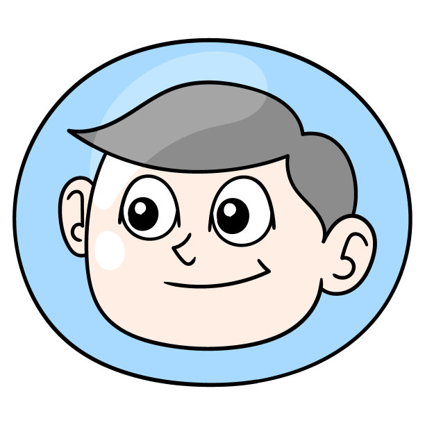 男孩头部是在一个水族缸，矢量插画纸箱表情。涂鸦画图标图片下载