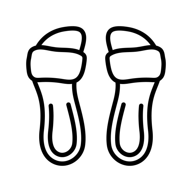 家居鞋平线图标。舒适的拖鞋。男女鞋、儿童拖鞋均以恐龙和兔子的形式出现。轮廓标志为移动概念和网页设计，商店图片下载